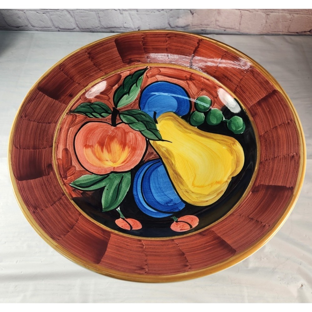 Bella Ceramic Decorative Serving / Pasta Bowl ~ Fruit ~ LARGE 14"‎ Apple, Pear